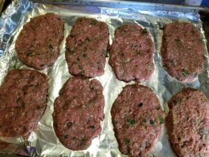 ground beef mixture formed into patties