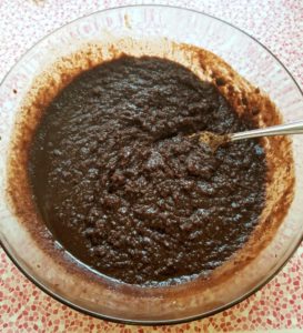 Mixing in sugar for brownies