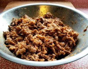 Shredded Pork with Korean Sauce mixed in.