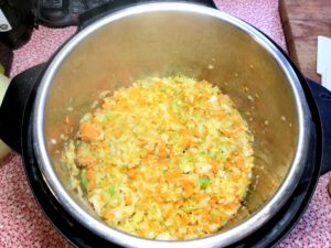 Saute onion, garlic, celery and carrots.