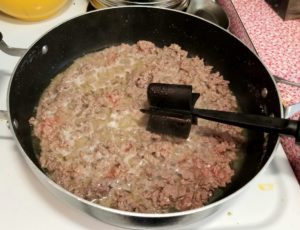 Brown ground meat