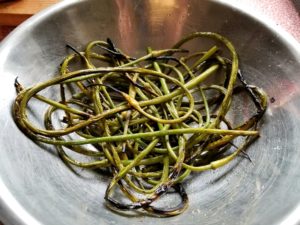 Grilled Garlic Scapes.